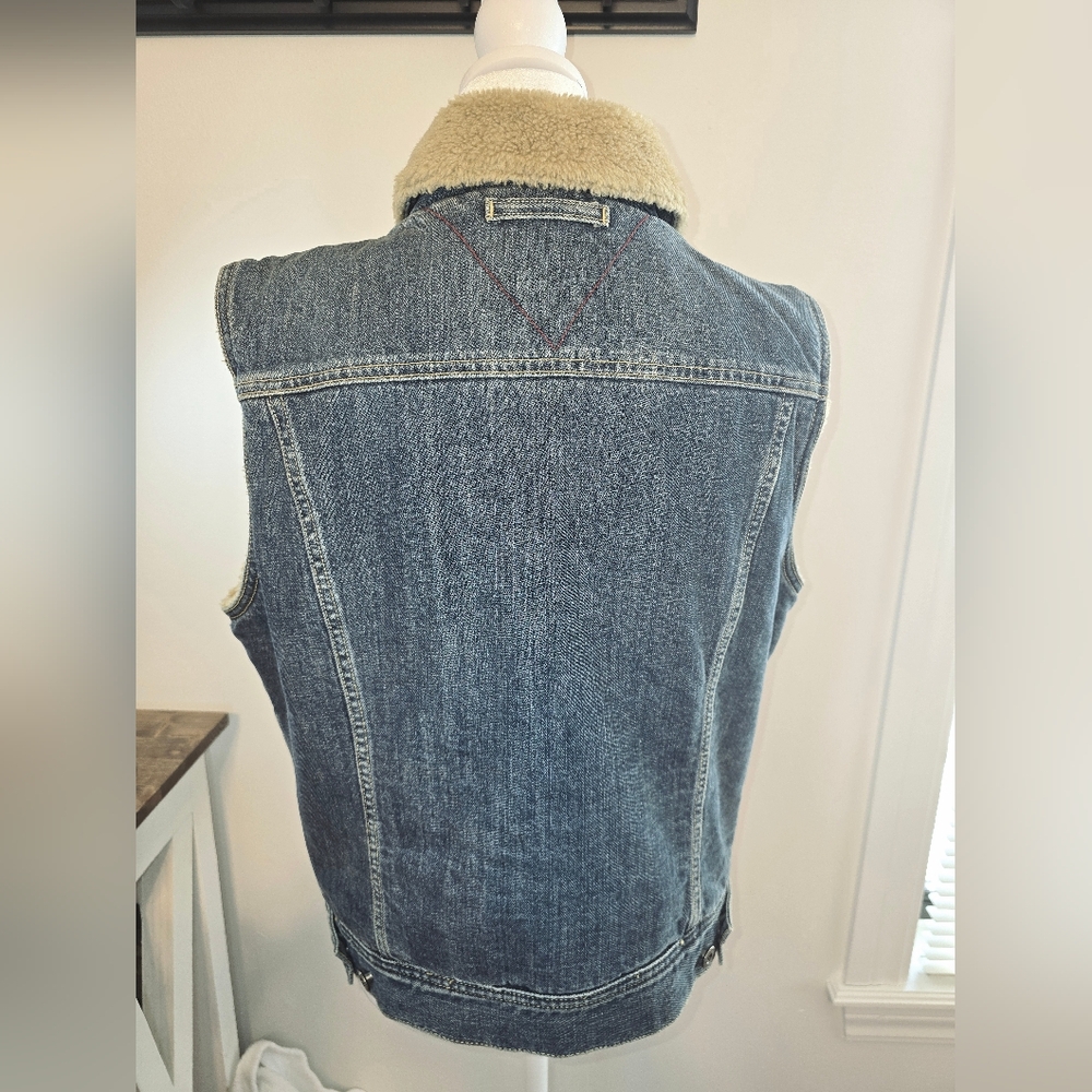 Tommy Hilfiger Y2K Sherpa-Lined Denim Vest Women's Size Large - Picture 4 of 10